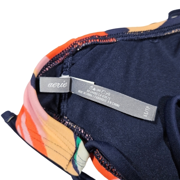 Aerie Racerback Floral Scoop Neck Bikini Top, Red/Pink/Blue, XS - Picture 9 of 13